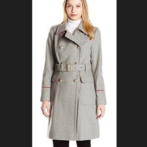 Double Breasted Belted Wool Blend Trench Coat